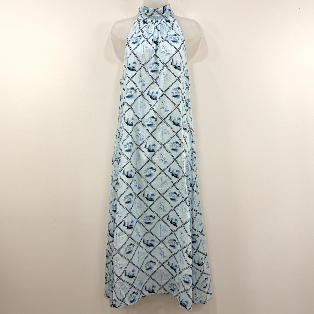 Holly Shae Dress M/L Blythe Halter Chinoiserie Pagoda Resort Coastal Beachy